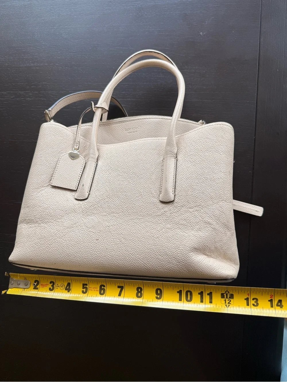 Kate Spade Pebbled Leather Satchel in Light Beige